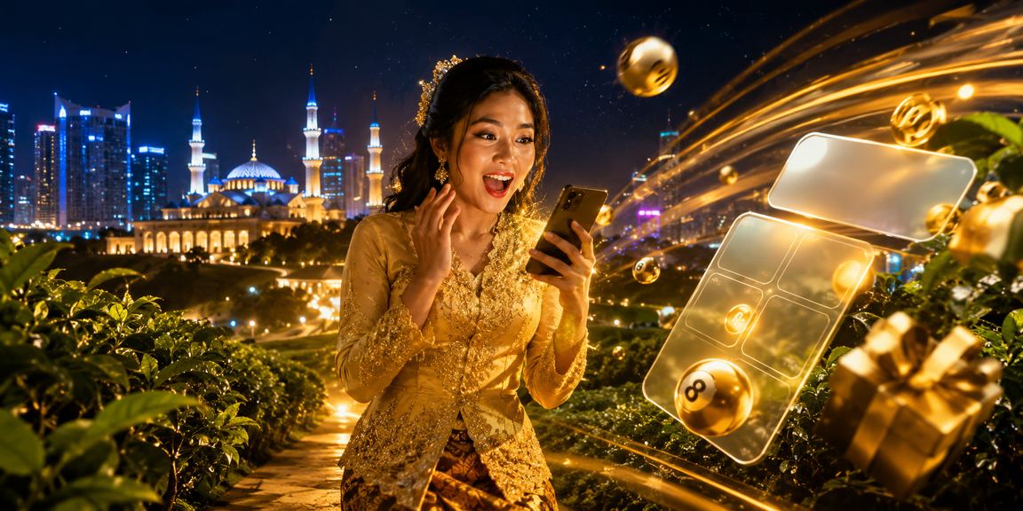Wanita berbaju kebaya di Selangor menggunakan peranti mudah alih untuk aktiviti dalam talian